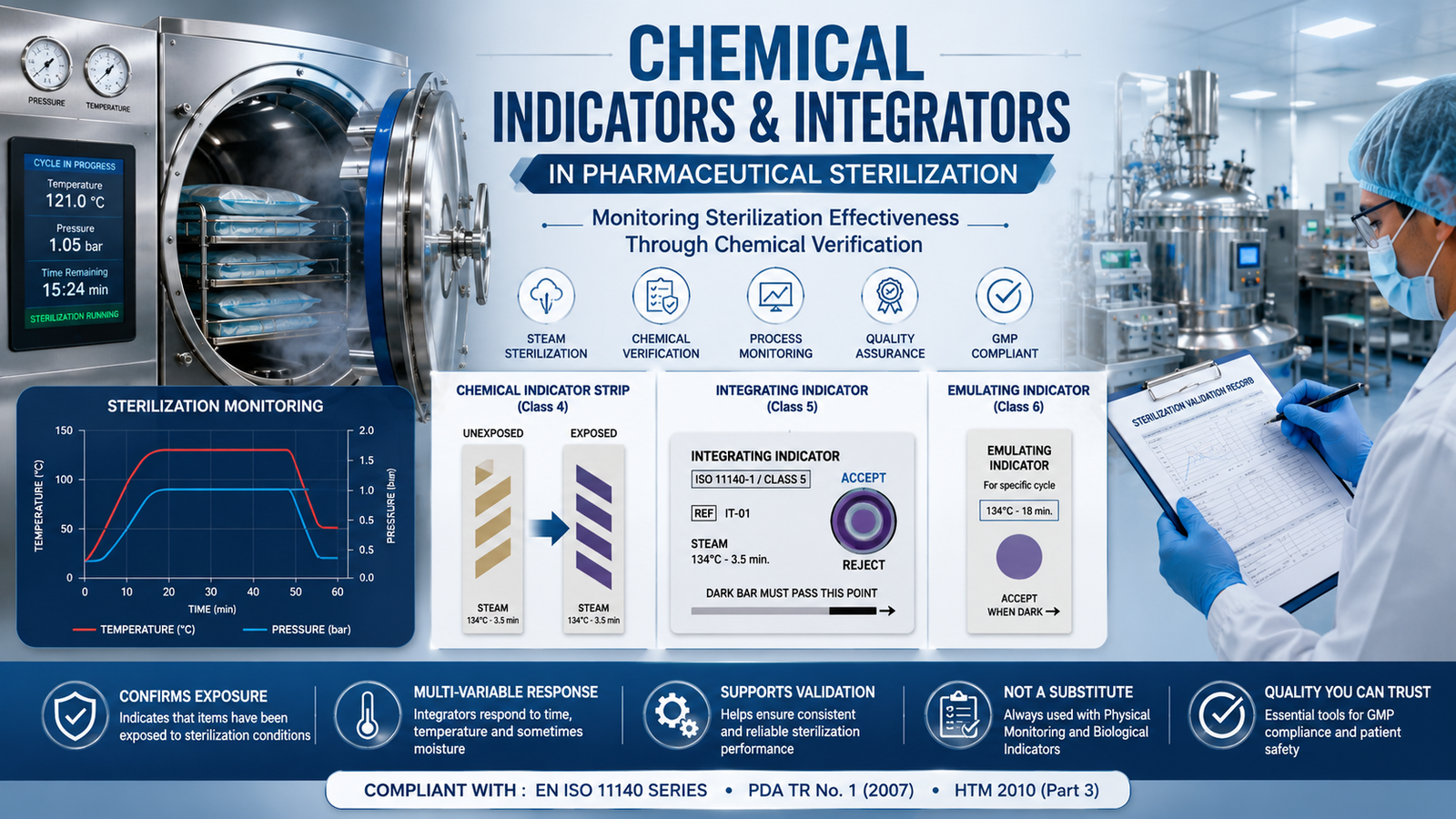 Chemical Indicators and Integrators in Sterilization Processes in Pharmaceutical Industries