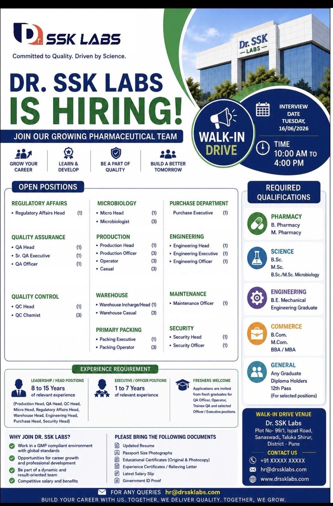 Dr. SSK Labs Walk-In Drive 2026: Exciting Career Opportunities in Pune